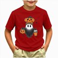 thumbnail image 2 of TOWED22 Toddler Halloween Shirt Baby Boy Girls Ghost Pumpkin Tshirts Kids Fall Spooky Season Short Sleeve Tee Tops,Red,12-13 Y, 2 of 5