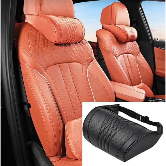 Car Neck Support Pillow– Ergonomic Memory Foam Headrest,Ergonomic Auto Cushion with Breathable Cover & Adjustable Strap
