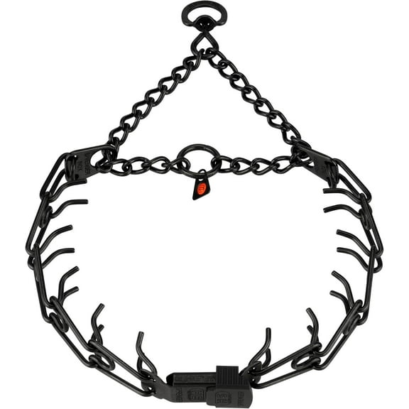 Herm Sprenger Black Stainless Steel Dog Collar with Centered Quick Release ClicLock Buckle Training Pinch Collar for Small Medium Large Dogs