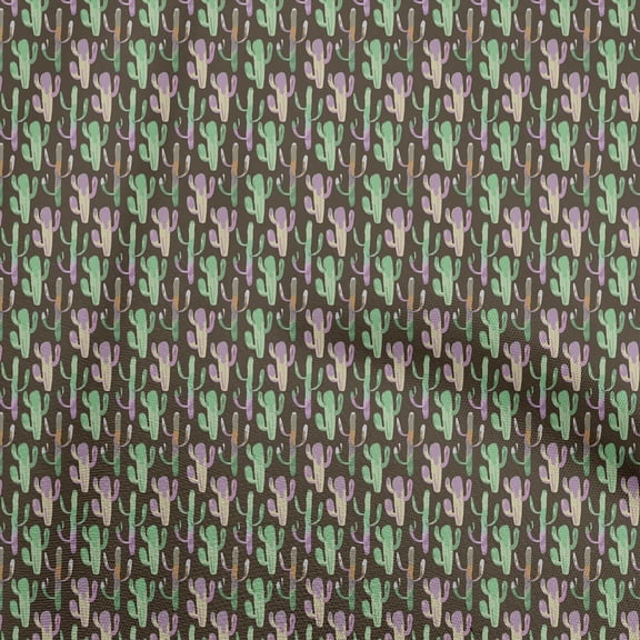 oneOone Georgette Viscose Brown Fabric Cactus Sewing Material Print Fabric By The Yard 42 Inch Wide