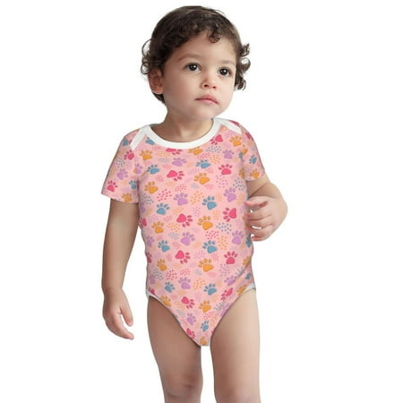 

Kdxio Colorful Pets Paws Pattern Unisex Baby Cotton Short Sleeve Bodysuits-3 Months