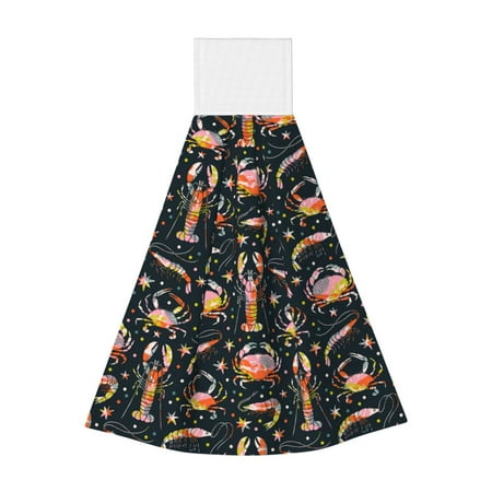 

Horeoi Various Crustaceans Print Coral Fleece Microfiber Hanging Hand Towel Absorbent Hand Towel Quick Dry Thicken Cleaning Cloths Wipes Rags for Kitchen & Bathroom