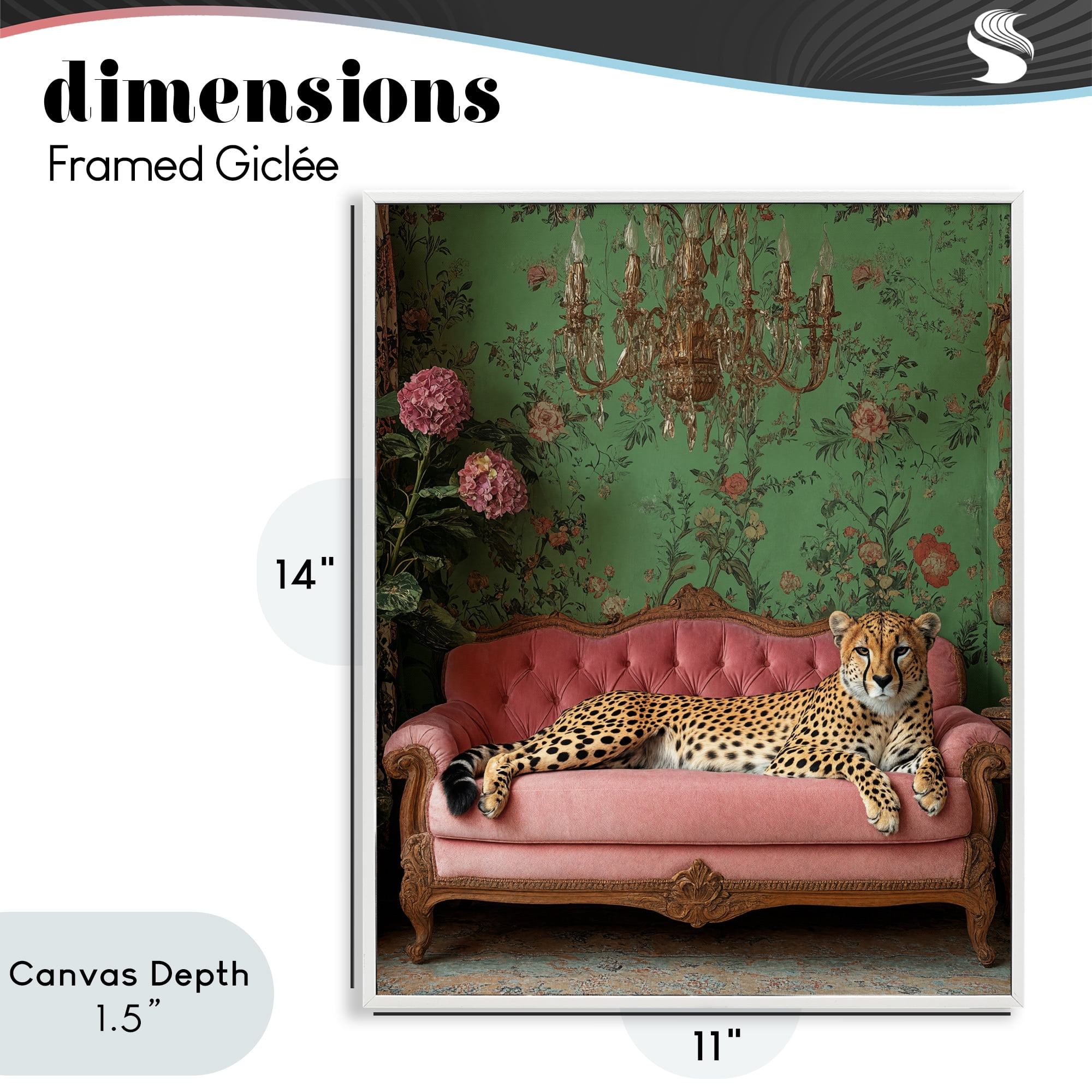Stupell Industries Ornate Sophisticated Leopard Lounging White Framed Giclee Art, design by Scott Stulberg