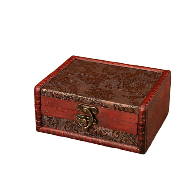 Box Jewelry Wood Antique Pendant Storage Lock Buckle Present Packaging Display Package Rings Organizer Practical Grassed Flowers