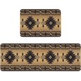 thumbnail image 2 of Southwestern Native Tribal Geometric Kitchen Floor Mats, Ethnic Herringbone 2 PCS Anti Fatigue Area Runner Rugs Set Brown Non-Slip Bathroom Comfort Standing Mat Home Decor, 2 of 6
