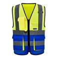 thumbnail image 2 of A-SAFETY High Visibility Safety Vest,, ANSI class 2 Identification Security Vest with 2 Reflective Silver Strip, Front Zipper construction Vest for Night, Yellow&Blue color Mixed, XXL, 2 of 4
