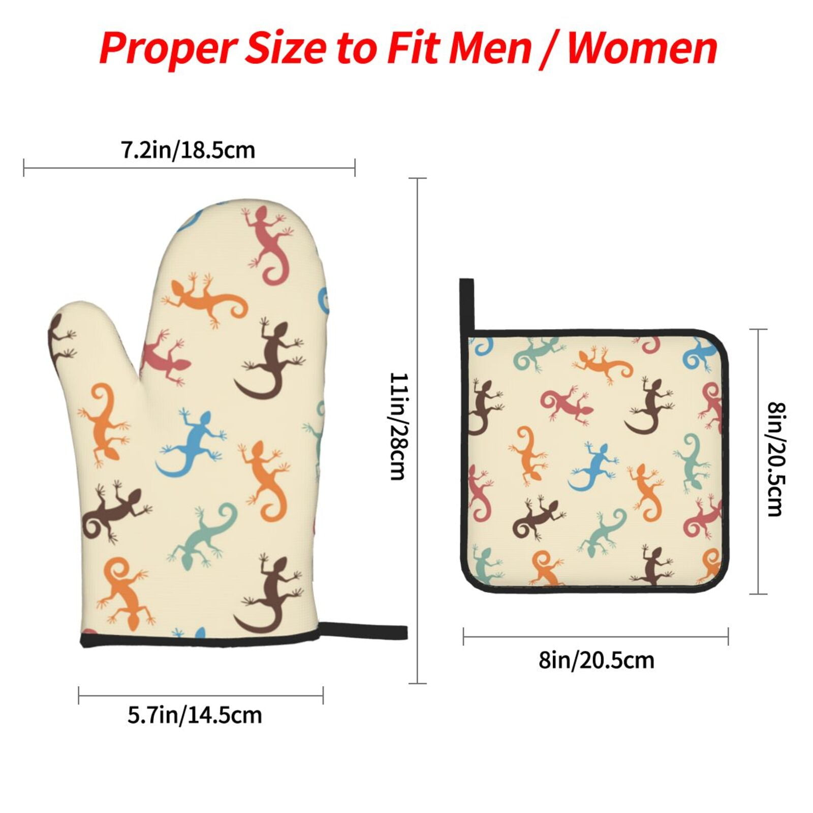 Lizards Lizard Pattern 4Pcs Oven Mitts and Pot Holders Sets Oven Kitchen Gloves Hot Pads for Cooking BBQ Baking Grilling