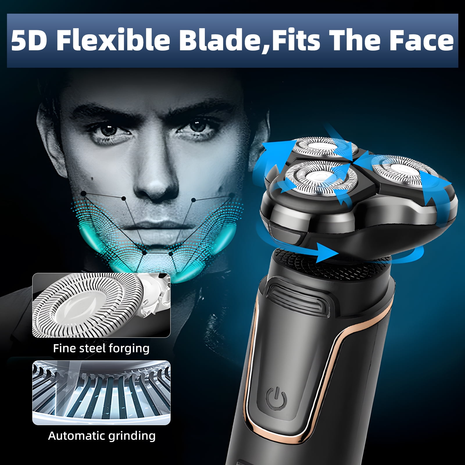 3 IN 1 Electric Razor for Men: Rechargeable Electric Shavers with Nose Trimmer Sideburns Trimmer,Waterproof Wet/Dry Grooming Kit