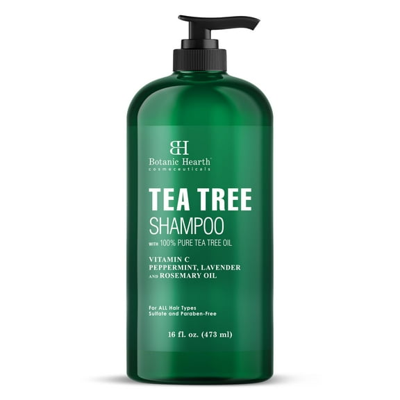 Botanic Hearth Tea Tree Shampoo – 100% Pure Tea Tree Oil, Vitamin C, Peppermint, Lavender & Rosemary Oil – Sulfate & Paraben Free, All Hair Types, 16 fl. oz
