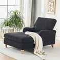 thumbnail image 6 of Aukfa Modern Oversized Chaise with Adjustable Backrest, Sleeper Chair Sofa Recliner for Living Room, Black, 6 of 10