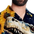 thumbnail image 5 of Crocodile Starry Sky Sunflower Men's Short Sleeve Poplin Button Down Shirts - Casual Printed Summer Beach Tops for Men, 5 of 6