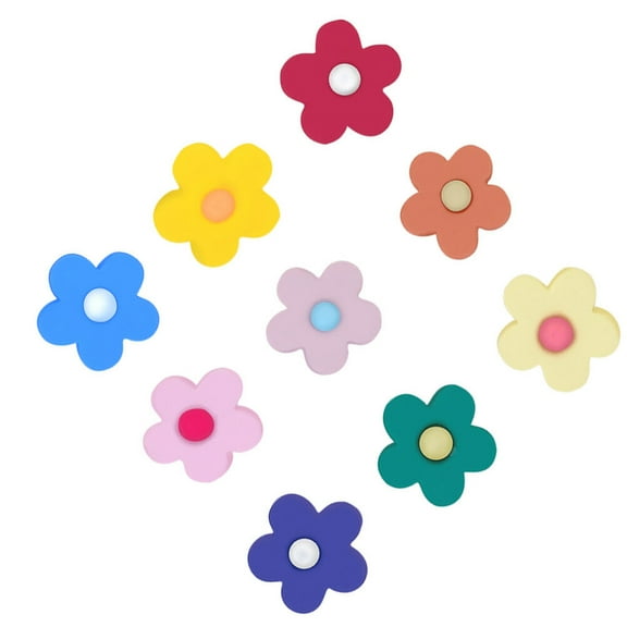 9 Pieces Plastic Flower Shoelace Buckles for Decoration in Assorted Colors