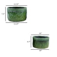 thumbnail image 5 of Foy Wide Planter Set of 2, Two Tone Green Ceramic, Round, Modern Style, 5 of 5