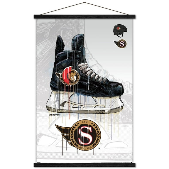 NHL Ottawa Senators - Drip Skate 21 Wall Poster with Wooden Magnetic Frame, 22.375" x 34"