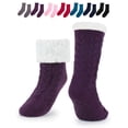 thumbnail image 3 of Spencer Women's Thicker Warm Fuzzy Socks Fleece Lined Slipper Socks Grippers Winter Warm Cozy Socks Home Non Slip Socks Christmas Gift, Wine Red, 3 of 12