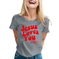 thumbnail image 1 of LUOGENLI T-shirts pour Femmes T-shirts Décontractés Imprimés Col Rond Manches Courtes t-Shirt Haut T-shirts Graphiques Pêche Saint-Valentin T-shirts Graphiques Pâques Gris TG, 1 of 1