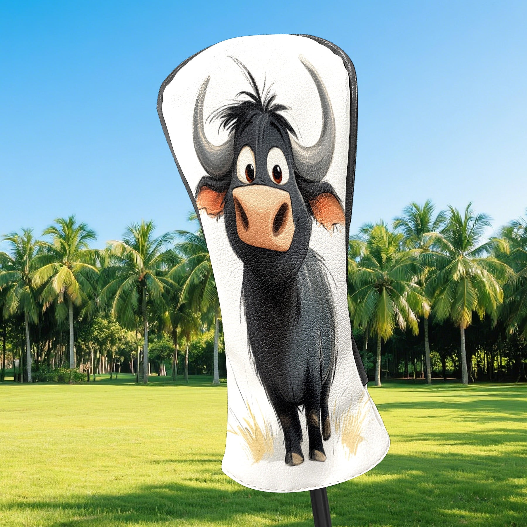 Golf Club Head Cover Waterproof Leather Golf Accessories HeadCovers Set Driver Headcover for Women Men Cute Water Buffalo Pattern