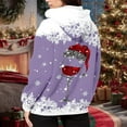 thumbnail image 5 of Women's Hoodies Sweatshirts Women's Christmas Printed Hoodie With Casual Loose Zipper Hoodie Light Purple M, 5 of 7