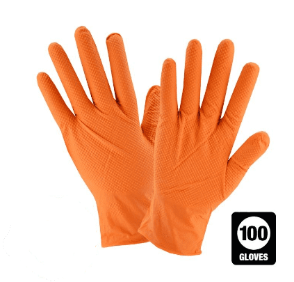 LifeGuard Orange Nitrile 8 mil Heavy Grip Industrial Gloves - Latex Free & Powder Free - 100/BX - 10BX/CS - Case of 1000 Gloves