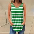 thumbnail image 2 of JGGSPWM Women Summer Casual Striped Sleeveless V Neck Loose Fit Color Block Tank Tops Green 2XL, 2 of 5