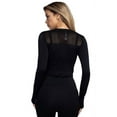 thumbnail image 4 of Women’s Seamless Crewneck Mesh Detail Long Sleeve Crop Top - Black S, 4 of 6