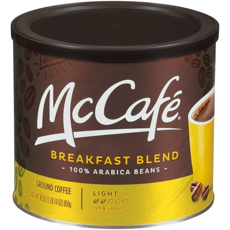 - McCafe Light Roast Breakfast Blend Ground Coffee, Caffeinated, 30 oz Can