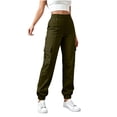 thumbnail image 4 of QIYAGBSA Women's Jogger Pants Elastic Waist Drawstring Multi Pocket Outdoor Hiking Casual Daily Wear (Army Green M), 4 of 7
