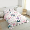 thumbnail image 3 of Manfei Cute Butterflies Bedding Comforter Set,Flying Animal Twin Comforter Sets,Pink White Cyan Bedding Set For Girls Kids,Super Cozy Room Decor Reversible,2-Piece, 3 of 8