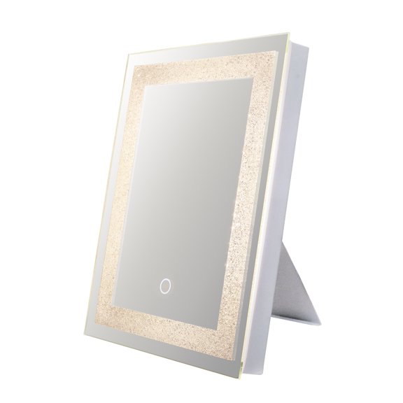 Dyconn Faucet Edison Crystal Horizontal/Vertical Wall Mounted Backlit LED Bathroom Vanity Mirror with Touch ON/OFF Dimmer (12"W X 16"H )