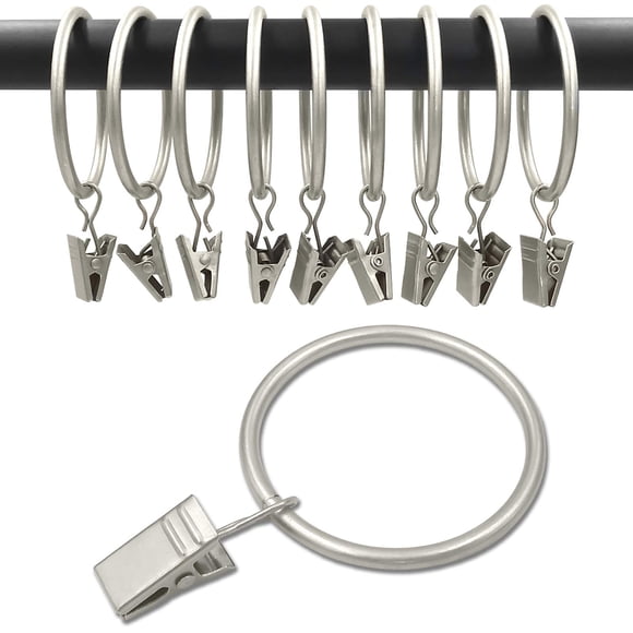 Anillos para cortinas WeekSeight, plata mate, paquete de 40 con clips de 4 cm de diámetro