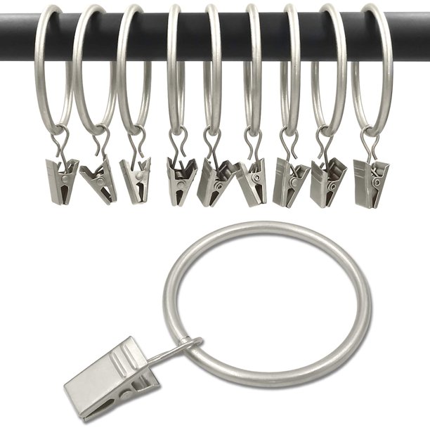 Anillos para cortinas WeekSeight, plata mate, paquete de 40 con clips de 4 cm de diámetro