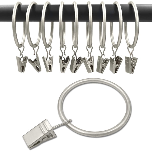 Anillos para cortinas WeekSeight, plata mate, paquete de 40 con clips de 4 cm de diámetro