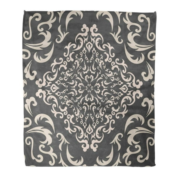 ASHLEIGH Throw Blanket 58x80 Inches Western Damask Classic Pattern