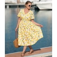 thumbnail image 5 of CASSIE LIZ Womens Plus Size Dresses V Neck Lemons Print Maxi Dress Elastic Waist with Pockets Summer Spring Short Sleeve Party Beach Holiday Dress (XL-5XL), 5 of 9