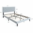 thumbnail image 4 of Twin Size Upholstered Platform Bed Frame with Modern Button Tufted Linen Fabric Headboard, No Box Spring Needed, Wood Slat Support, Easy Assembly, Grey, 4 of 12