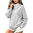 thumbnail image 2 of Brqkzdu Women Mock Neck Sweatshirt Drop Long Sleeve Casual Oversized Sweatshirts Fall Lightweight Loose Fit Comfy Pullover Sweatshirt, 2 of 10