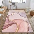 thumbnail image 2 of Pink Abstract Marble Texture Area Rugs, Light Luxury Gold Plating Indoor Non-Slip Decor Rug, Machine Washable Breathable Durable Carpet for Front Entrance Floor Decor 5x8ft, 2 of 7