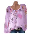 thumbnail image 2 of Puntoco - Blusa de gasa con estampado de flores y cuello redondo para mujer, suéter de manga larga Puntoco Puntoco-2567, 2 of 9