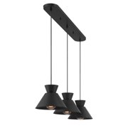 Meridian M100134MBK 3-Light Linear Chandelier in Matte Black