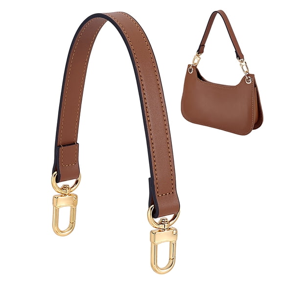 14.6 Inch Short Purse Strap Brown Leather Bag Strap Handle Replacement Puse Handle Neutral Handbag Chain for Women DIY Wallet Underarm Bags