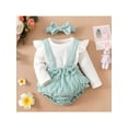 thumbnail image 3 of Bagilaanoe Newborn Baby Girl Rompers Patchwork Long Sleeve Bodysuit + Headband 3M 6M 12M 18M Infant Fall One Piece Jumpsuit, 3 of 9
