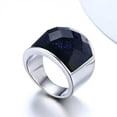 thumbnail image 2 of 19MM Blue Gravel Men's Band 316L Stainless Steel Polished Silver Ring Size 8-12, 2 of 5