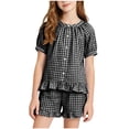 thumbnail image 2 of Amidoa Girls 2 Piece Outfits Summer Clothes Ruffle Sleeve Short Sleeve Cute T-Shirt and Shorts With Pockets Casual Kids Clothing Sets Black Size 5T, 2 of 8