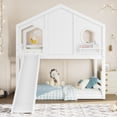 thumbnail image 4 of Harper & Bright Designs Twin Size House Bunk Bed with Slide and Storage Shelves, Wood Bunk Bed Frame with Window for Boys and Girls, White, 4 of 13