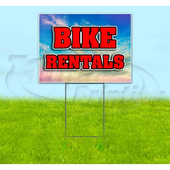 Bike Rentals (18" x 24") Yard Sign, Includes Metal Step Stake