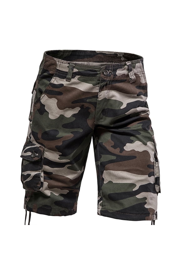 Cargo Shorts for Men Stretch Camouflage Camo Below The Knee Shorts for Men Belted Cargo Long Shorts with Pocket Army Green 36