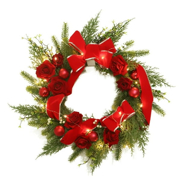 MesaSe Christmas Wreath Red Ribbon Christmas Ball Door Hanging