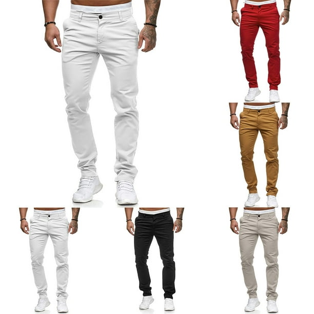 Slim fit chinos with elasticated waistband, Trousers for men