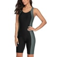 thumbnail image 4 of Sociala Women's Athletic Boyleg Swimsuit Racerback Color Block Print Unitard One Piece Swimwear, 4 of 8