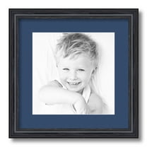 ArtToFrames 14x14 Matted Picture Frame with 10x10 Single Mat Photo Opening Framed in 1.25 Black Stain on Solid Red Oak and 2 Delft Blue Mat (FWM-4083-14x14)